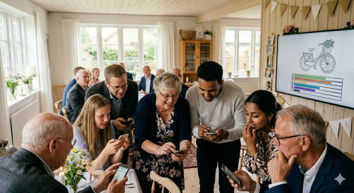Guests guessing on their phones as the drawing and standings show on the big screen