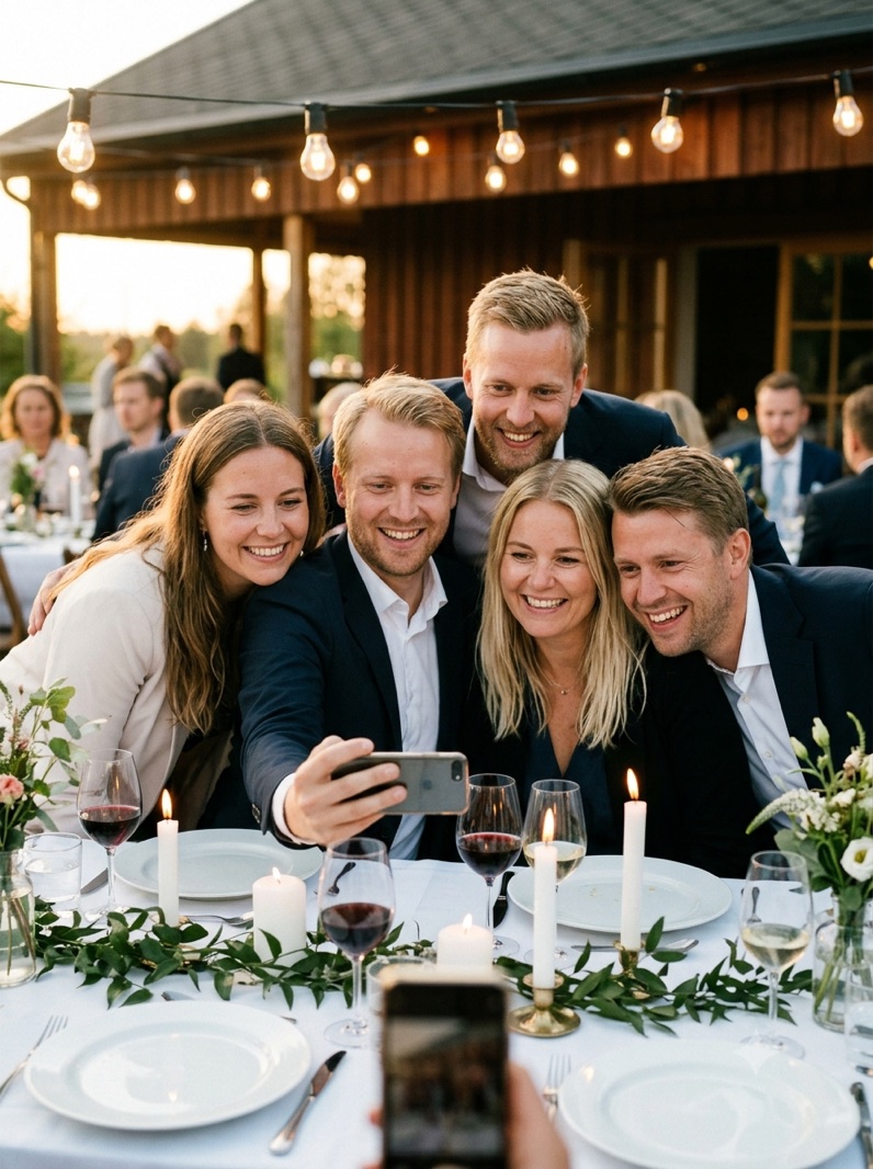 The table, the candles, and the selfie everyone at the table took simultaneously.